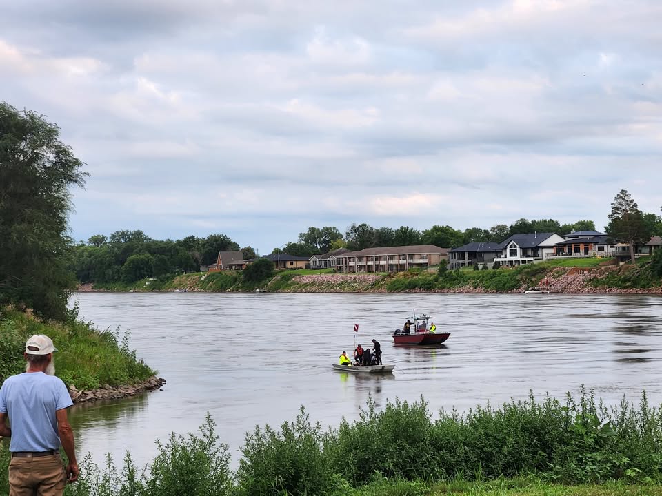Crews spent about 4 hours on scene at the Sioux City boat ra...